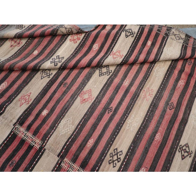 Brick Red Galerie Shabab Collection Mid-20th Century Handmade Turkish Flatweave Kilim Room Size Carpet For Sale - Image 8 of 8
