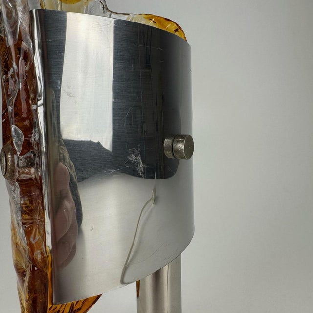 Silver Mid-Century Modern Murano Table Lamp by Toni Zuccheri for Mazzega, 1970s For Sale - Image 8 of 9