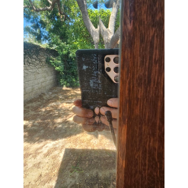 Antique American Quarter Sawn Tiger Oak Hall Tree With Beveled Mirror & Storage Bench For Sale - Image 15 of 18