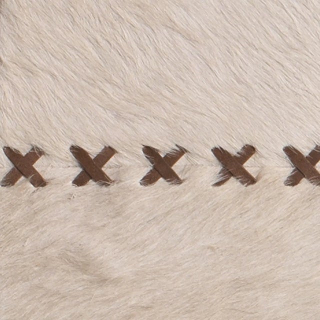 Jamie Young Jamie Young Round Cross Stitch Mirror in White Cow Hide & Leather, Large For Sale - Image 4 of 6