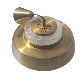 Danish Pendant Lamp with Brass Frame and Textured Glass Body, 1960s For Sale