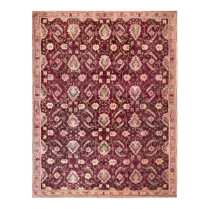 Artistic Warm Neutral Burgandy Color Antique Decorative Indian Agra Rug