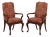 Pair of Henredon Mahogany Tapestry Upholstered Open Armchairs For Sale