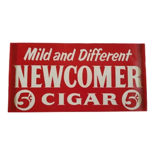 1910/1920s Newcomer Cigars Advertisement Sign For Sale