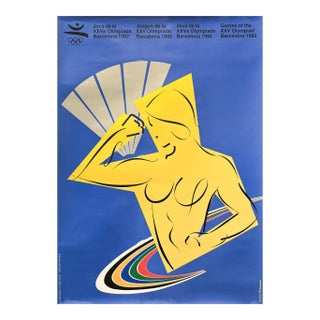 1992 Barcelona Olympic Poster, Yellow Woman - Ricard Badia For Sale