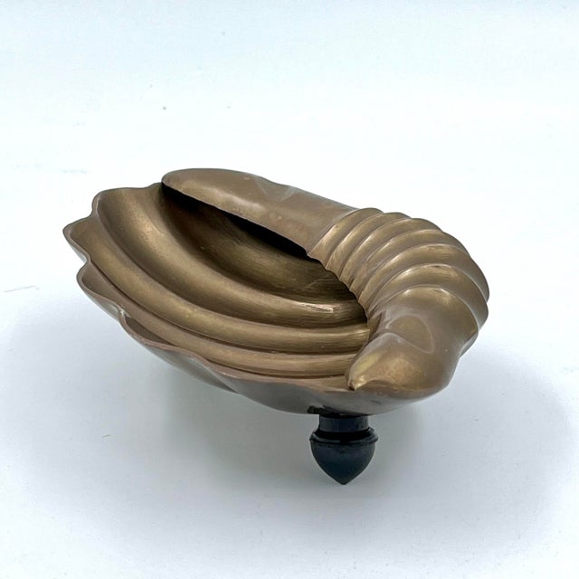 Vintage Brass Scallop Shell Ashtray, Soap Dish, Trinket Dish Coastal Decor For Sale - Image 9 of 10