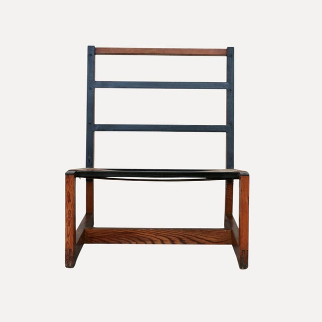 Lounge Chairs with Wooden Frames, Fabric Strap Seats, Metal Slat Backrests and Beige Upholstery France, 1950s, Set of 2 For Sale - Image 6 of 15