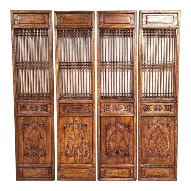 Antique Chinese Temple Doors Panels Screens Wall Art - Set of 4 For Sale