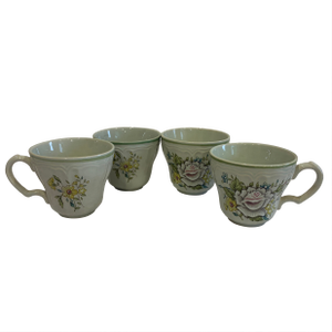 Vintage Provinstone Rose Marie Floral Mugs - Set of 4
