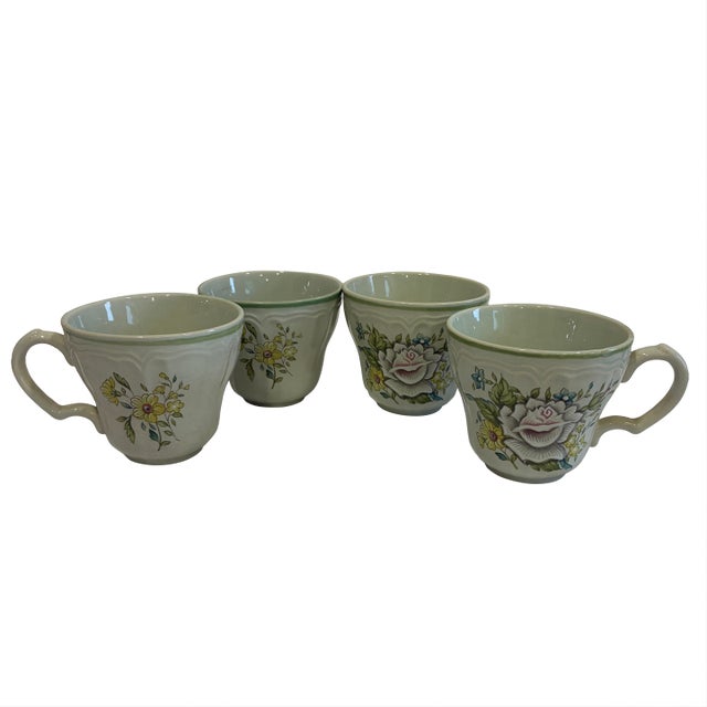 Vintage Provistone Rose Marie Floral Mugs - Set of 4 For Sale