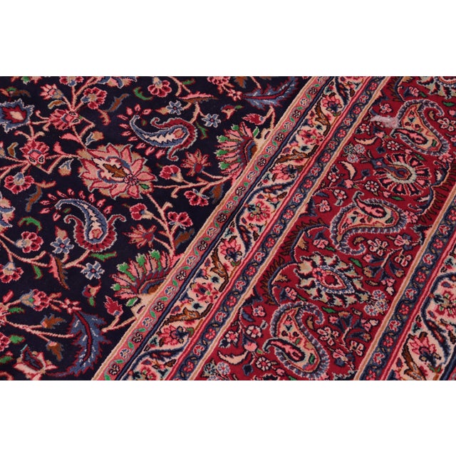 Textile 1960s Hand-Knotted Area Rug - Navy Blue and Red Paisley/Boteh Design For Sale - Image 7 of 8