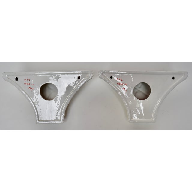 Vintage Italian Faux Bamboo Ceramic Wall Shelf Sconces- Set of 2 For Sale In Miami - Image 6 of 6