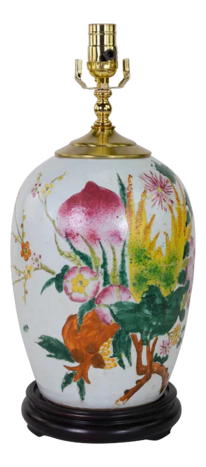 Chinese Antique Famille Rose Porcelain Jar Table Lamp