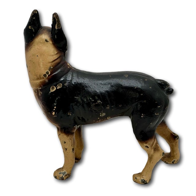 Hard 2 Find Vintage 1930s Hubley Manufacturing Co. Brown Painted Boston Terrier Cast Iron Dog Doorstop For Sale - Image 15 of 18