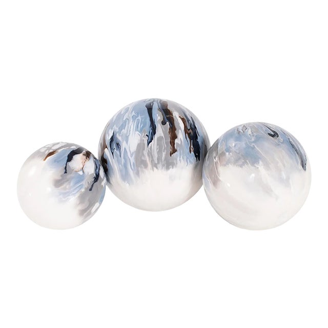 Aegean Painted Iron Orbs - Set of 3 For Sale