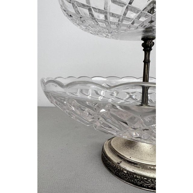 Vintage French Crystal Cut 3-Tier Serving Cake Stand For Sale - Image 9 of 14
