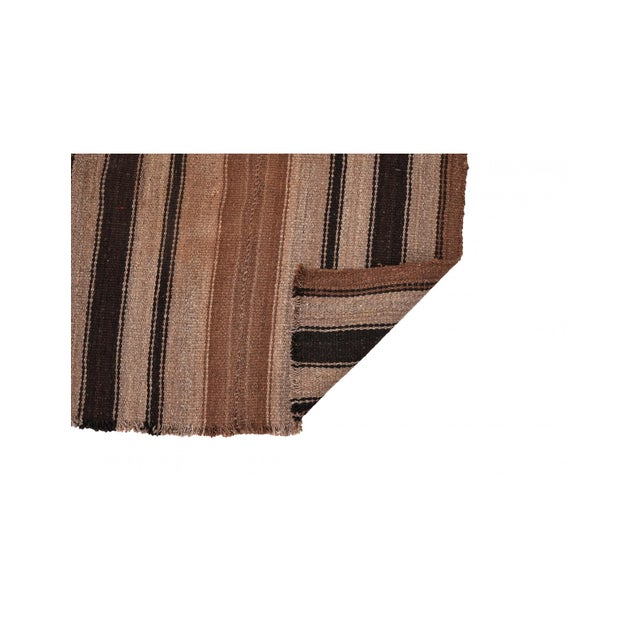 1960s Striped Brown Vintage Small Kilim - 2`10″ X 5`4″ For Sale - Image 5 of 6
