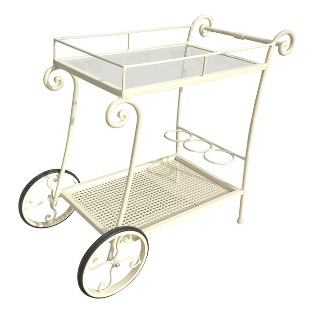 Early 20th Century Wrought Iron Tea Cart Garden Furniture For Sale