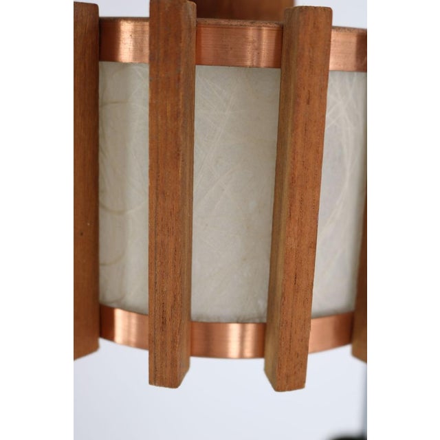 Mid-Century Scandinavian Ceiling Lamps in Teak & Copper, 1960s, Set of 6 For Sale - Image 15 of 18