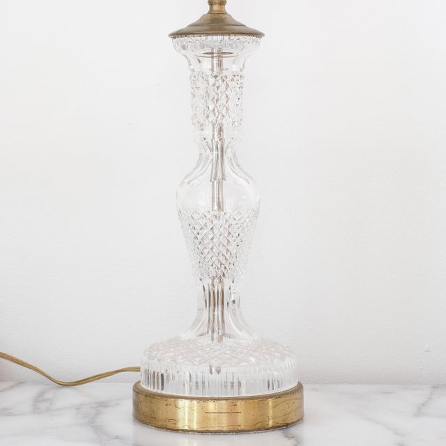 Beautiful Waterford Alana crystal lamp. Total dimensions: 12.5'' from base to top of crystal portion, 24.5'' from base to...