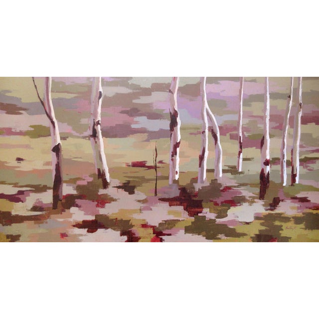 Aspen & Sage by Hadley Rampton | Oil on Canvas Abstract landscape with aspen trees. For Sale