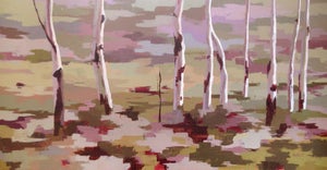 Aspen & Sage by Hadley Rampton | Oil on Canvas Abstract landscape with aspen trees.