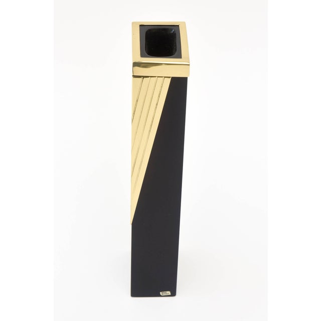 Vintage Murano Black Glass and Draped Brass Vase, Italy, 1960's For Sale In Miami - Image 6 of 9