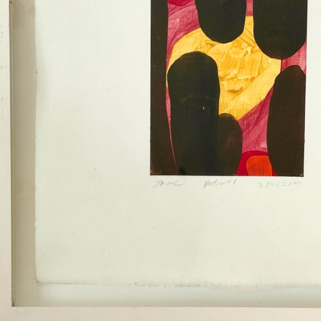 2000 Pair of Framed Abstract Oil on Paper, Signed For Sale In Philadelphia - Image 6 of 9