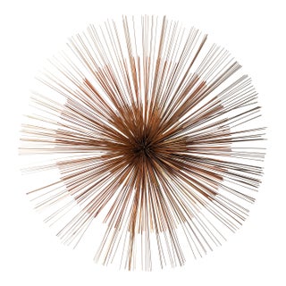 Large Vintage Mid Century Modern Starburst Urchin Pom Pom Mixed Metal Abstract Brutalist Wall Sculpture by Curtis Jere For Sale
