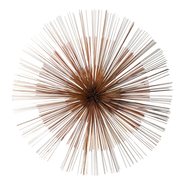 Large Vintage Mid Century Modern Starburst Urchin Pom Pom Mixed Metal Abstract Brutalist Wall Sculpture by Curtis Jere For Sale