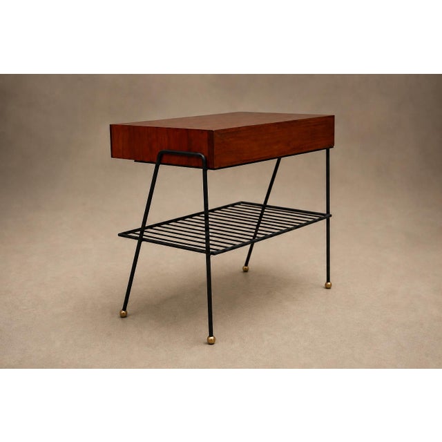 Attributed to Carlo Hauner Rosewood, Glass and Steel Side Table, Brazilian Modern, 1950s For Sale - Image 16 of 18