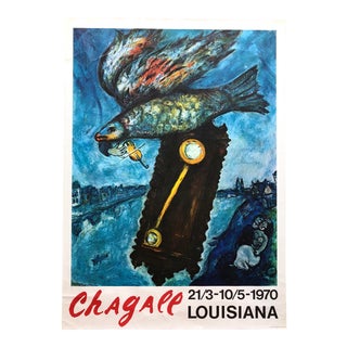 Chagall Exhibition Poster Louisiana Printed Denmark, 1970s For Sale