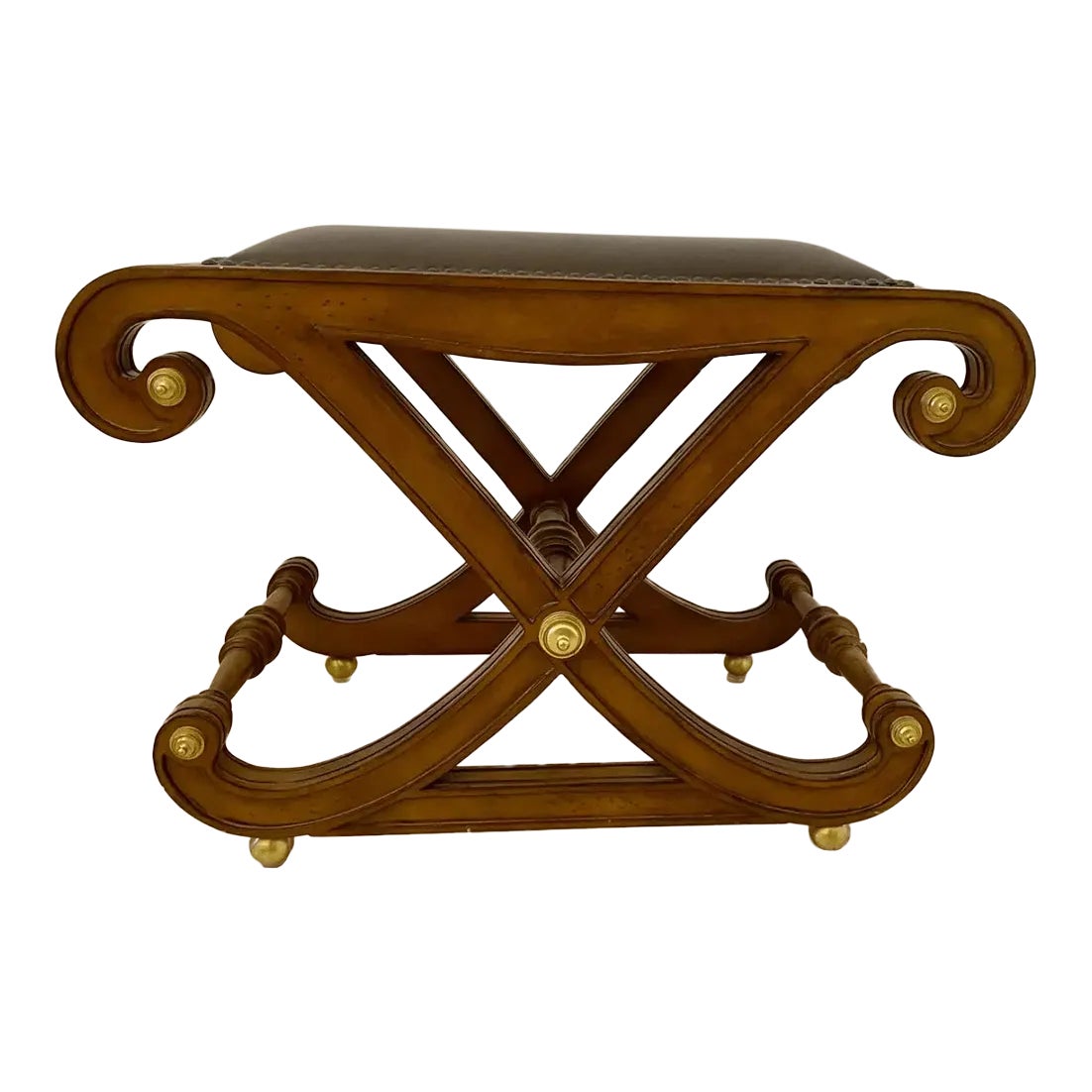 Late 19th Century Regency Style Curved X-Base Stool Luggage Rack | Chairish