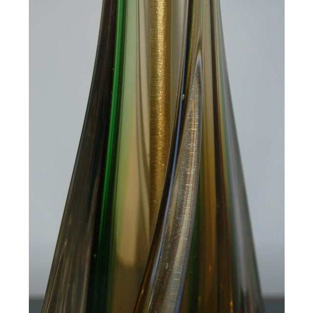 Archimede Seguso Vintage Murano Glass Lamps Green For Sale - Image 4 of 11