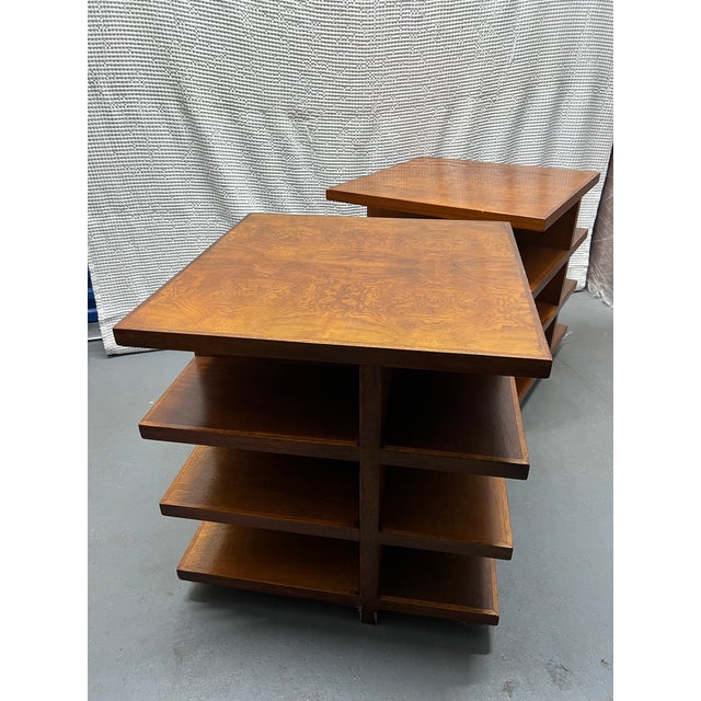 Donald Judd 1960s Set of Burled Wood Bookshelf Bedside Tables - In the Manner of Donald Judd For Sale - Image 4 of 5