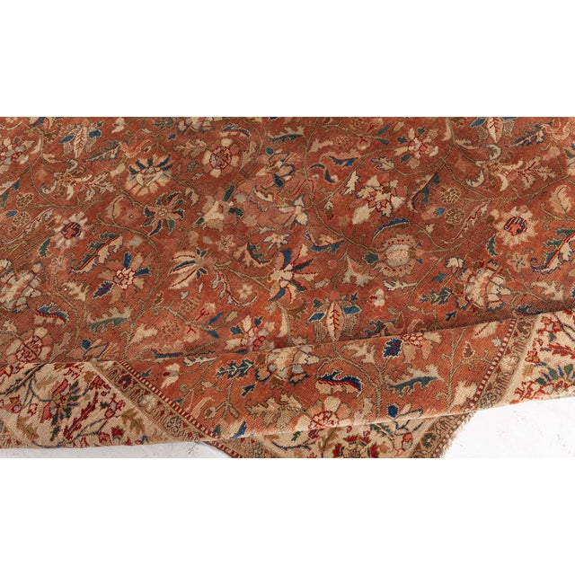 Authentic Persian Tabriz Brown Botanic Handmade Wool Rug For Sale In New York - Image 6 of 9