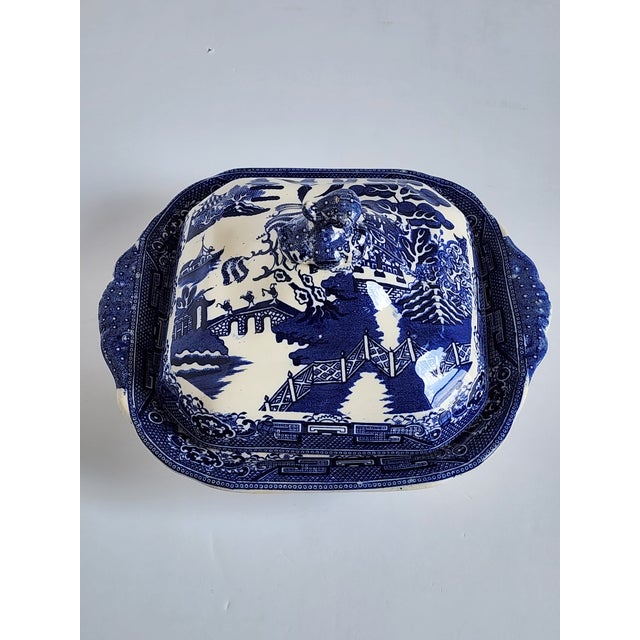 Antique Staffordshire Blue Willow Serving Bowl For Sale In New York - Image 6 of 12