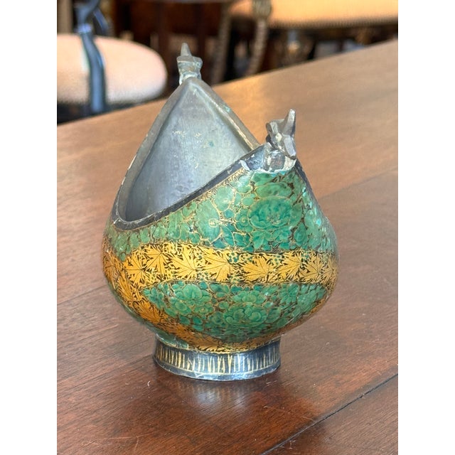 1950s Decorative Enameled Metal Bowl With Stylized Animal Terminals For Sale - Image 5 of 7