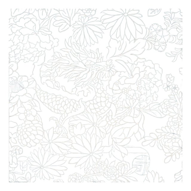 Sample - Schumacher Chiang Mai Dragon Silhouette Wallcovering In Ciel De Provence For Sale