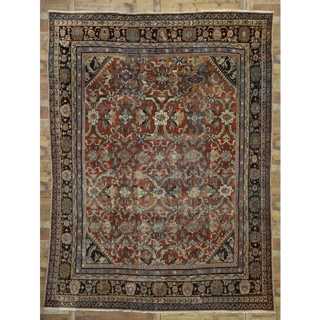Brick Red Vintage Persian Mahal Rug, 10'08 X 14'01 For Sale - Image 8 of 9