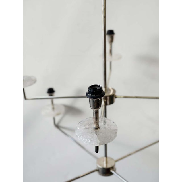 Tommi Parzinger 1970s Abstract Chrome & Rock Crystal Chandelier in the Style of Tommi Parzinger For Sale - Image 4 of 4