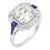 1980s Gia 3.02 Carat Old Mine Cut Diamond Sapphire 18k White Gold Engagement Ring, Size 7 For Sale