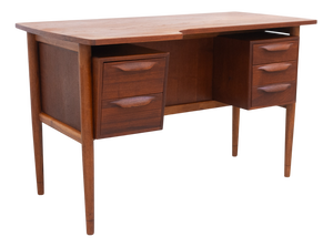 Mid-Century Modern Danish Asymmetrical Teak Desk, 1950s