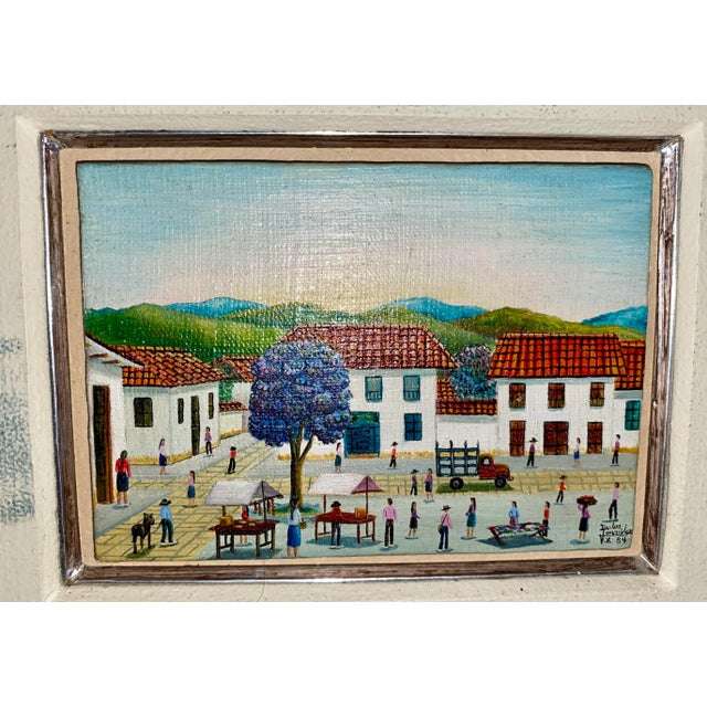 Mid 20th Century Vintage Miniature Mexican Themed Paintings Signed, Framed - a Pair For Sale - Image 5 of 12