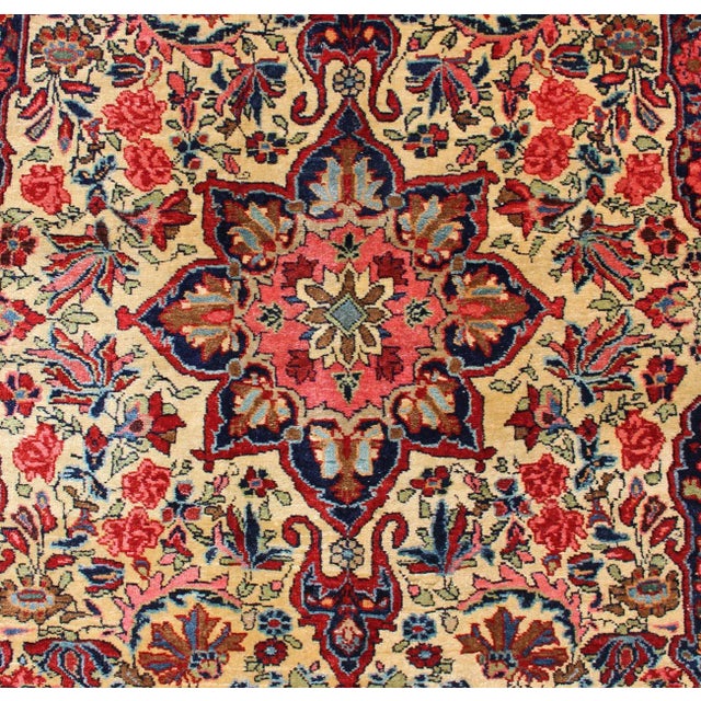 Ivory Antique Persian Medallion Bidjar Colorful Rug in Ivory, Navy Blue and Red 3'4 X 5'0 For Sale - Image 8 of 13