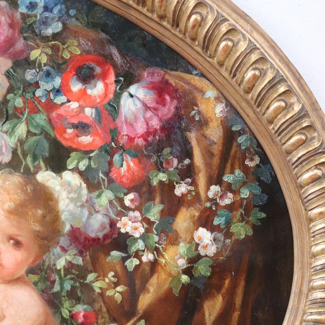 G. Ceragioli, Cherubs with Flowers, Oil Painting on Board, Early 20th Century, Framed For Sale - Image 5 of 18