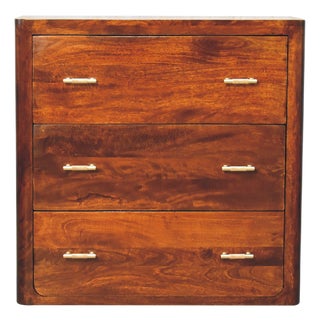 Chestnut 3-Drawer Dresser With Gold Bar Hardware For Sale