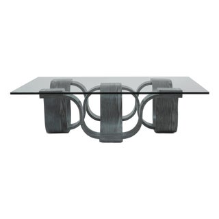 Chestnut Wood and Glass Coffee Table, Grey, 45" - Square by Oggetti For Sale
