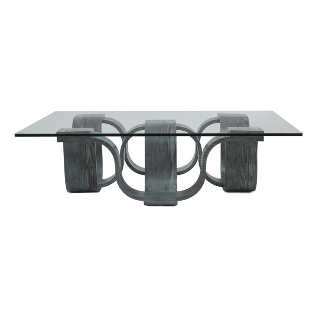 Chestnut Wood and Glass Coffee Table, Grey, 45" - Square by Oggetti For Sale