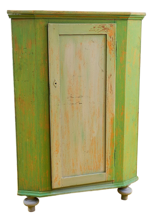 Vintage Green Corner Cabinet, 1920